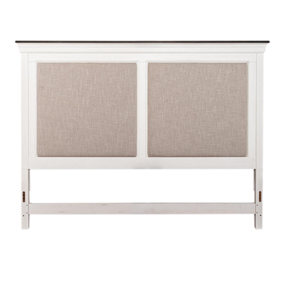 Allyson Park Queen Panel Headboard in Wirebrushed White w/ Charcoal Top