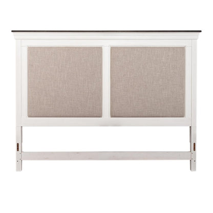 Allyson Park Queen Panel Headboard in Wirebrushed White w/ Charcoal Top