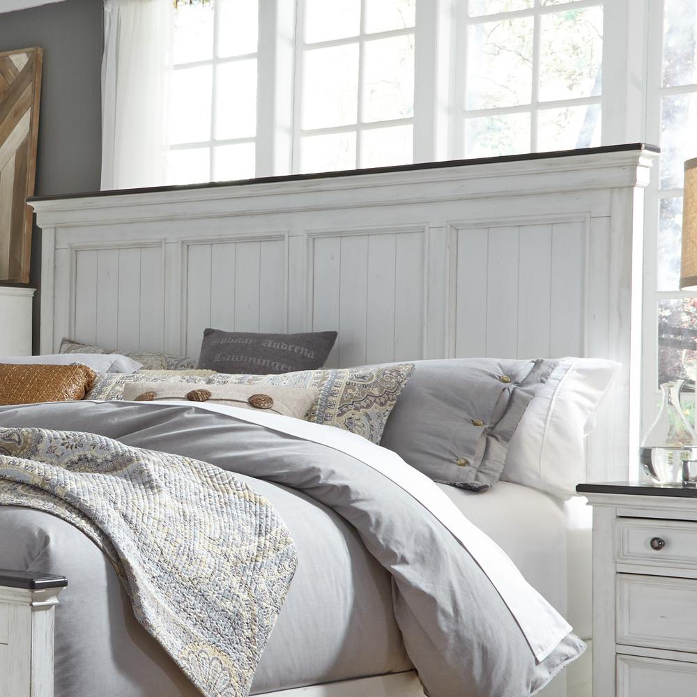 Allyson Park King Panel Headboard in Wirebrushed White w/ Charcoal Top