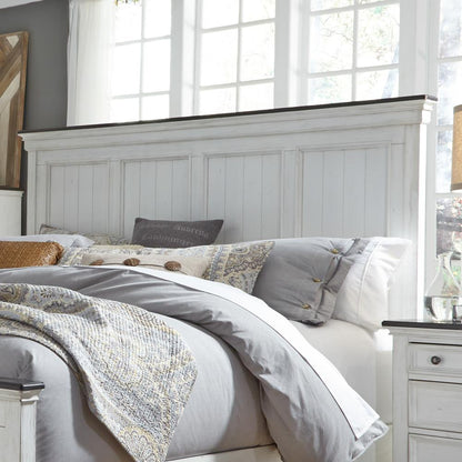 Allyson Park King Panel Headboard in Wirebrushed White w/ Charcoal Top