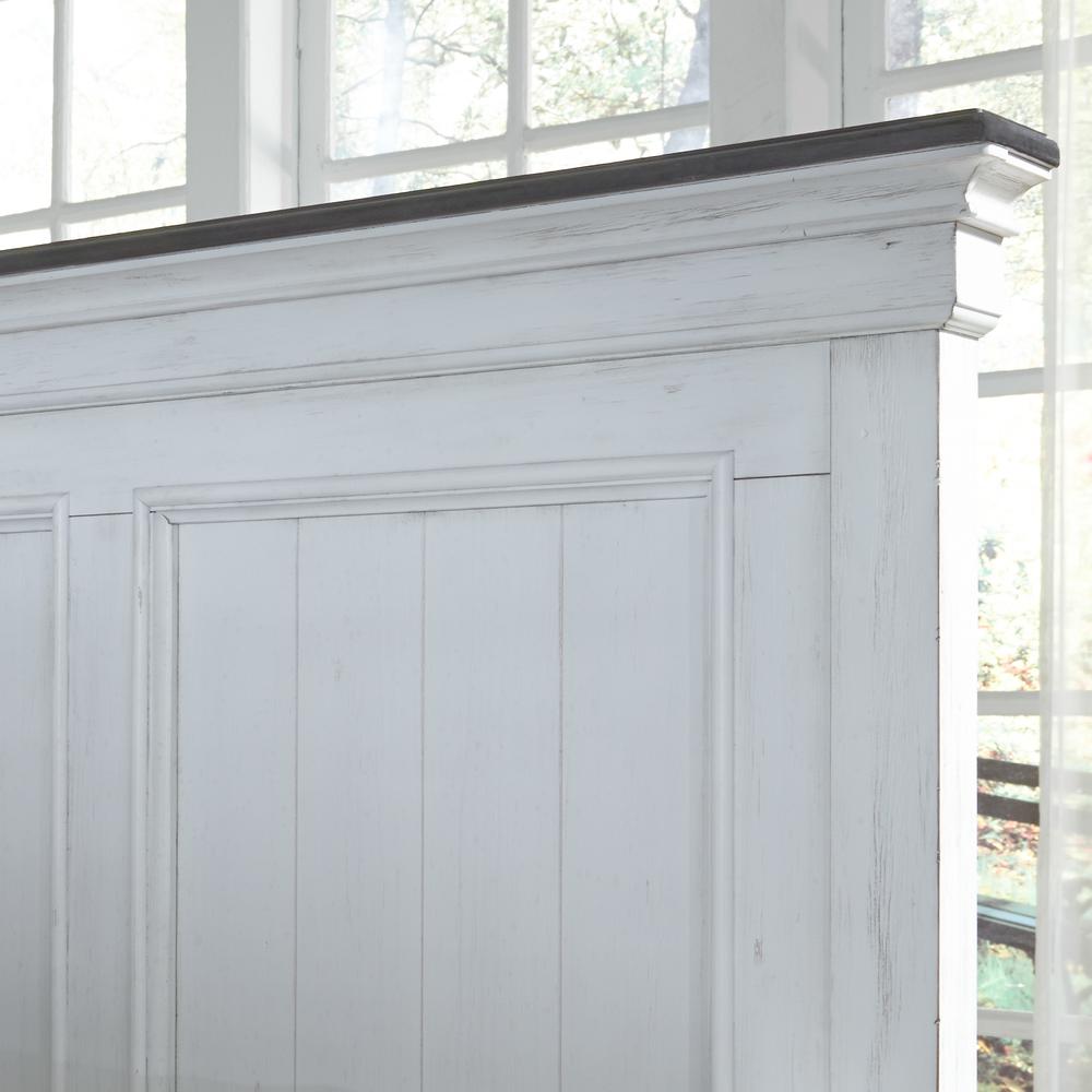 Allyson Park King Panel Headboard in Wirebrushed White w/ Charcoal Top