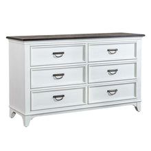 Allyson Park 6 Drawer Dresser in Wirebrushed White w/ Charcoal Top