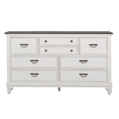 Allyson Park 8 Drawer Dresser in Wirebrushed White w/ Charcoal Top