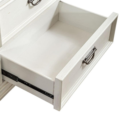 Allyson Park 11 Drawer Chesser in Wirebrushed White w/ Charcoal Top