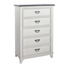 Allyson Park 5 Drawer Chest in Wirebrushed White w/ Charcoal Top