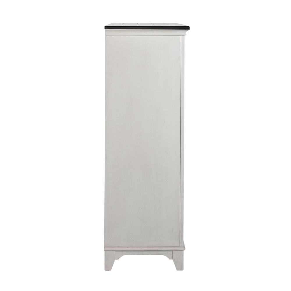 Allyson Park 5 Drawer Chest in Wirebrushed White w/ Charcoal Top