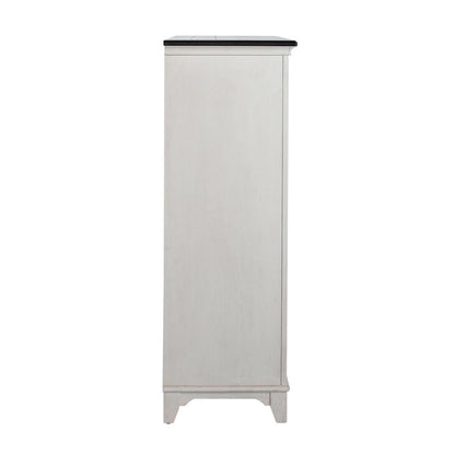 Allyson Park 5 Drawer Chest in Wirebrushed White w/ Charcoal Top