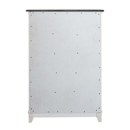Allyson Park 5 Drawer Chest in Wirebrushed White w/ Charcoal Top