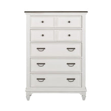 Allyson Park 5 Drawer Chest in Wirebrushed White w/ Charcoal Top