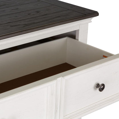 Allyson Park 5 Drawer Chest in Wirebrushed White w/ Charcoal Top