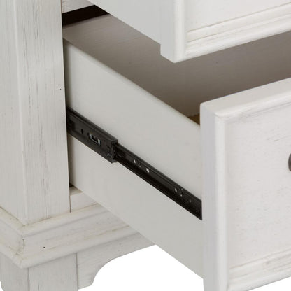 Allyson Park 5 Drawer Chest in Wirebrushed White w/ Charcoal Top