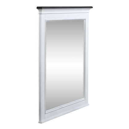 Allyson Park Crown Mirror in Wirebrushed White w/ Charcoal Top