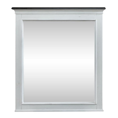 Allyson Park Crown Mirror in Wirebrushed White w/ Charcoal Top