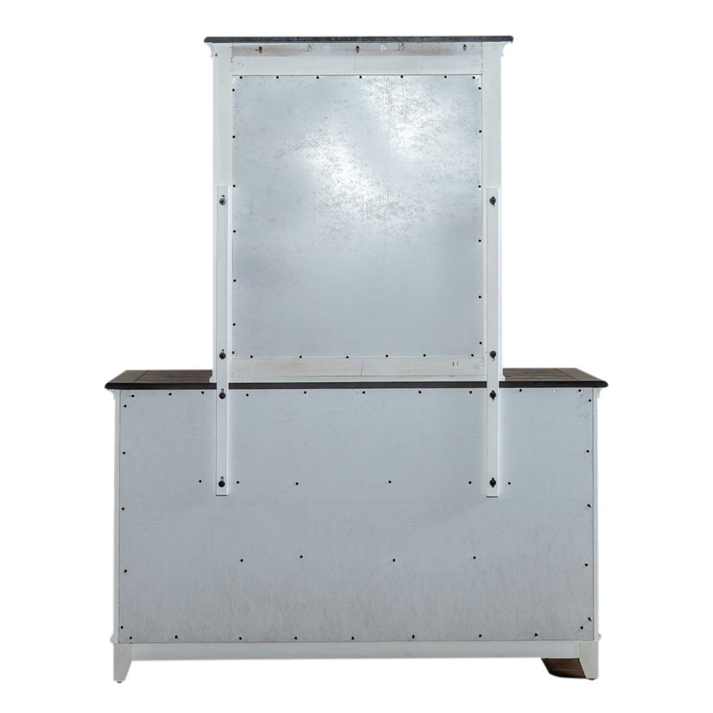Allyson Park Crown Mirror in Wirebrushed White w/ Charcoal Top