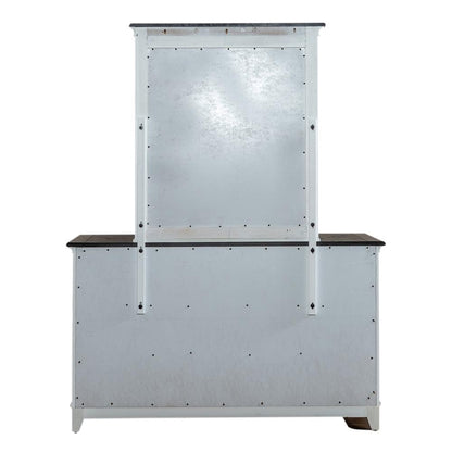 Allyson Park Crown Mirror in Wirebrushed White w/ Charcoal Top