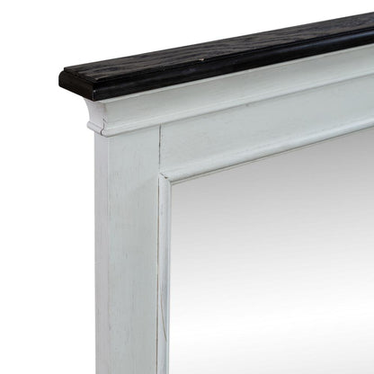Allyson Park Crown Mirror in Wirebrushed White w/ Charcoal Top