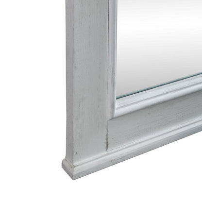 Allyson Park Crown Mirror in Wirebrushed White w/ Charcoal Top