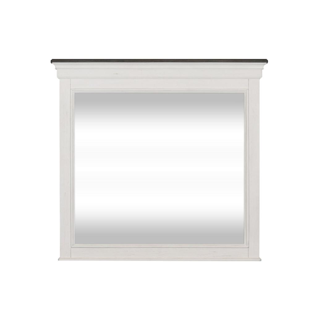 Allyson Park Crown Mirror in Wirebrushed White w/ Charcoal Top