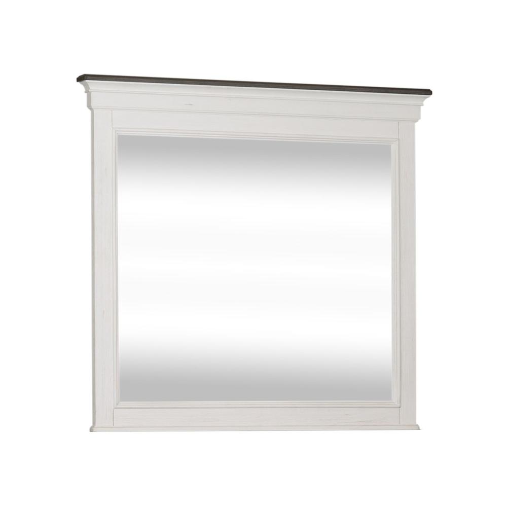 Allyson Park Crown Mirror in Wirebrushed White w/ Charcoal Top