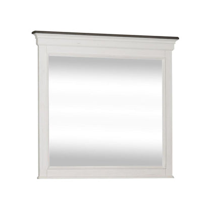 Allyson Park Crown Mirror in Wirebrushed White w/ Charcoal Top