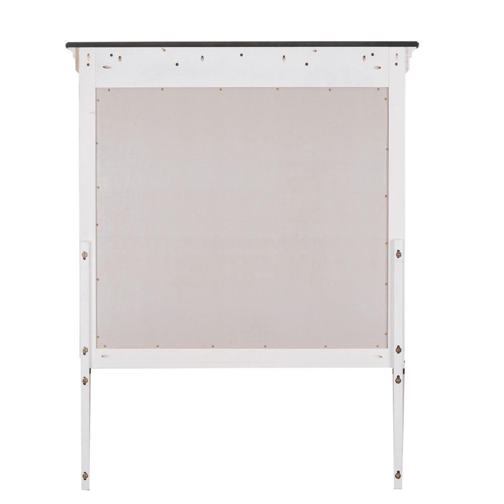 Allyson Park Crown Mirror in Wirebrushed White w/ Charcoal Top