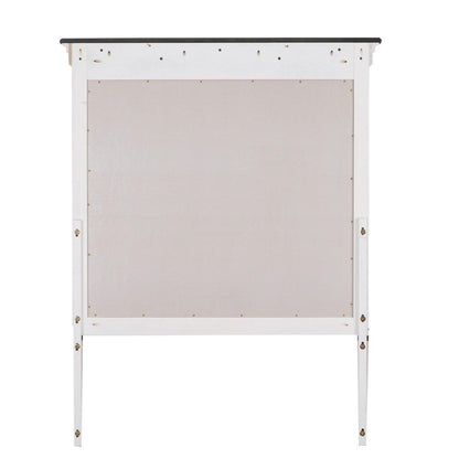 Allyson Park Crown Mirror in Wirebrushed White w/ Charcoal Top