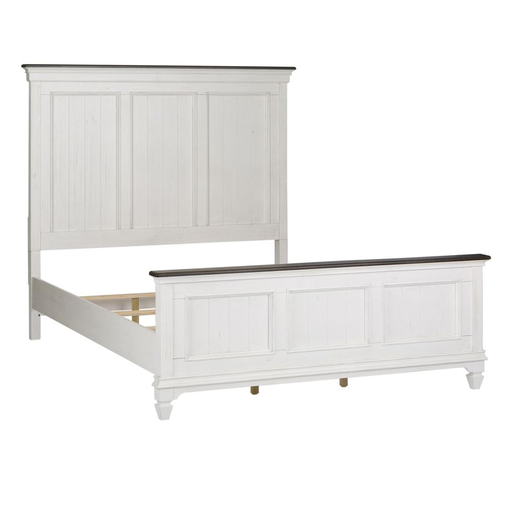 Allyson Park King California Panel Bed in Wirebrushed White w/ Charcoal Top