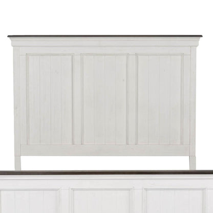Allyson Park King California Panel Bed in Wirebrushed White w/ Charcoal Top