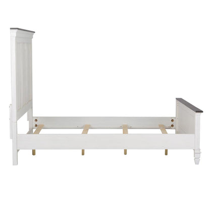 Allyson Park King Panel Bed in Wirebrushed White w/ Charcoal Top