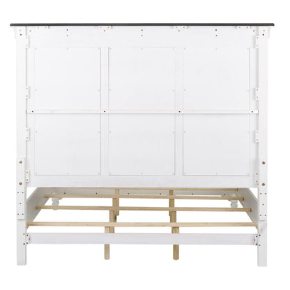 Allyson Park King Panel Bed in Wirebrushed White w/ Charcoal Top