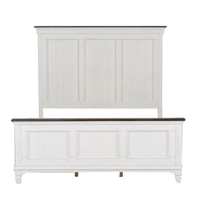 Allyson Park King Panel Bed in Wirebrushed White w/ Charcoal Top