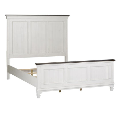 Allyson Park Queen Panel Bed in Wirebrushed White w/ Charcoal Top