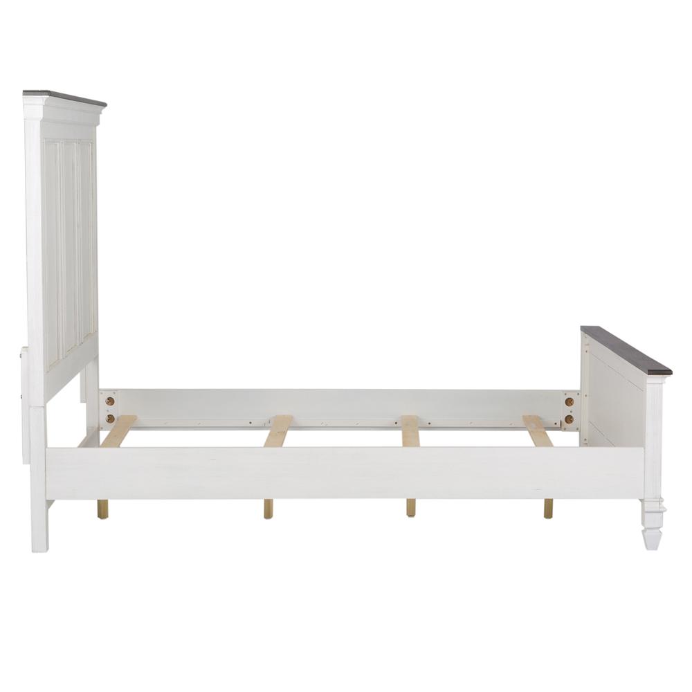 Allyson Park Queen Panel Bed in Wirebrushed White w/ Charcoal Top