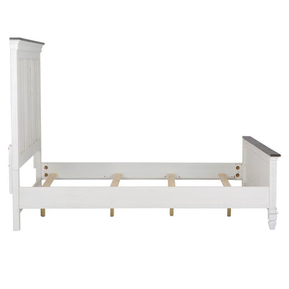 Allyson Park Queen Panel Bed in Wirebrushed White w/ Charcoal Top