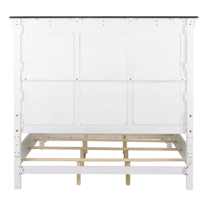 Allyson Park Queen Panel Bed in Wirebrushed White w/ Charcoal Top