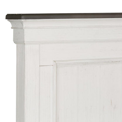 Allyson Park Queen Panel Bed in Wirebrushed White w/ Charcoal Top