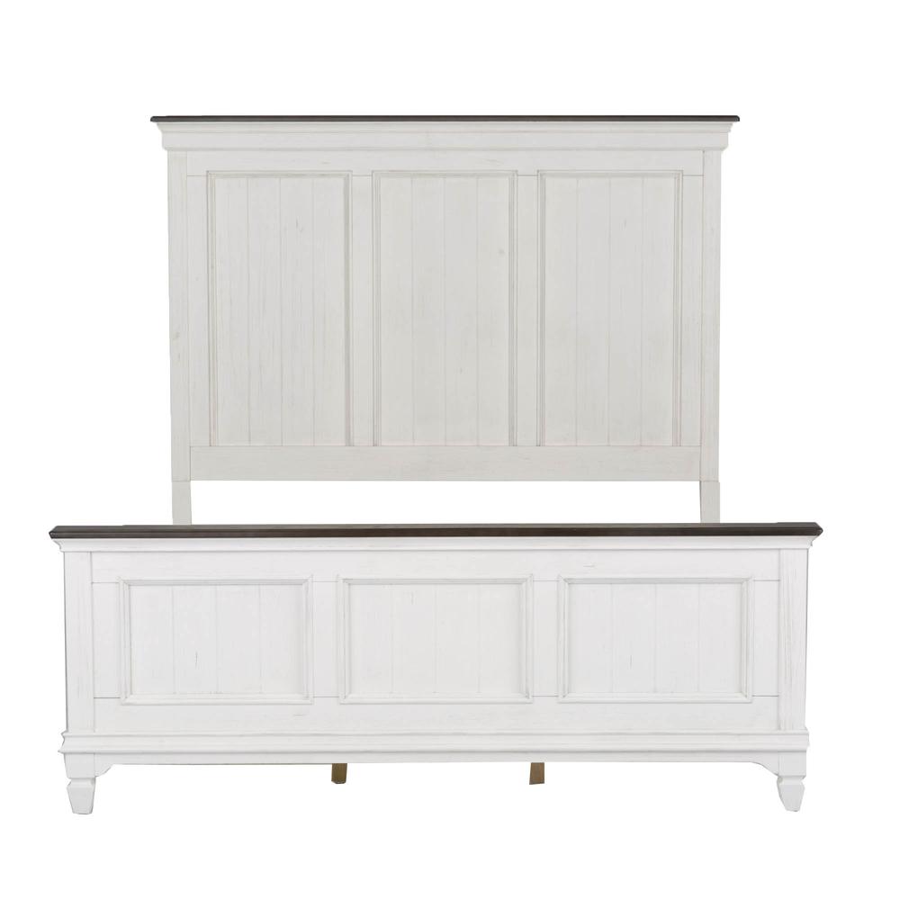Allyson Park Queen Panel Bed in Wirebrushed White w/ Charcoal Top