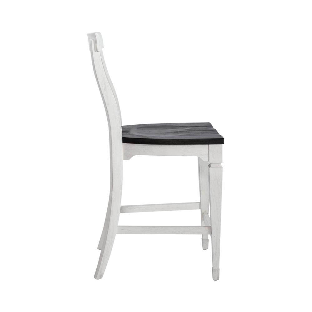Allyson Park Counter Height Slat Back Chair in Wirebrushed White w/ Charcoal Top