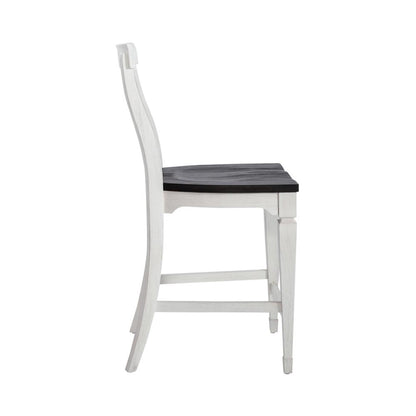 Allyson Park Counter Height Slat Back Chair in Wirebrushed White w/ Charcoal Top