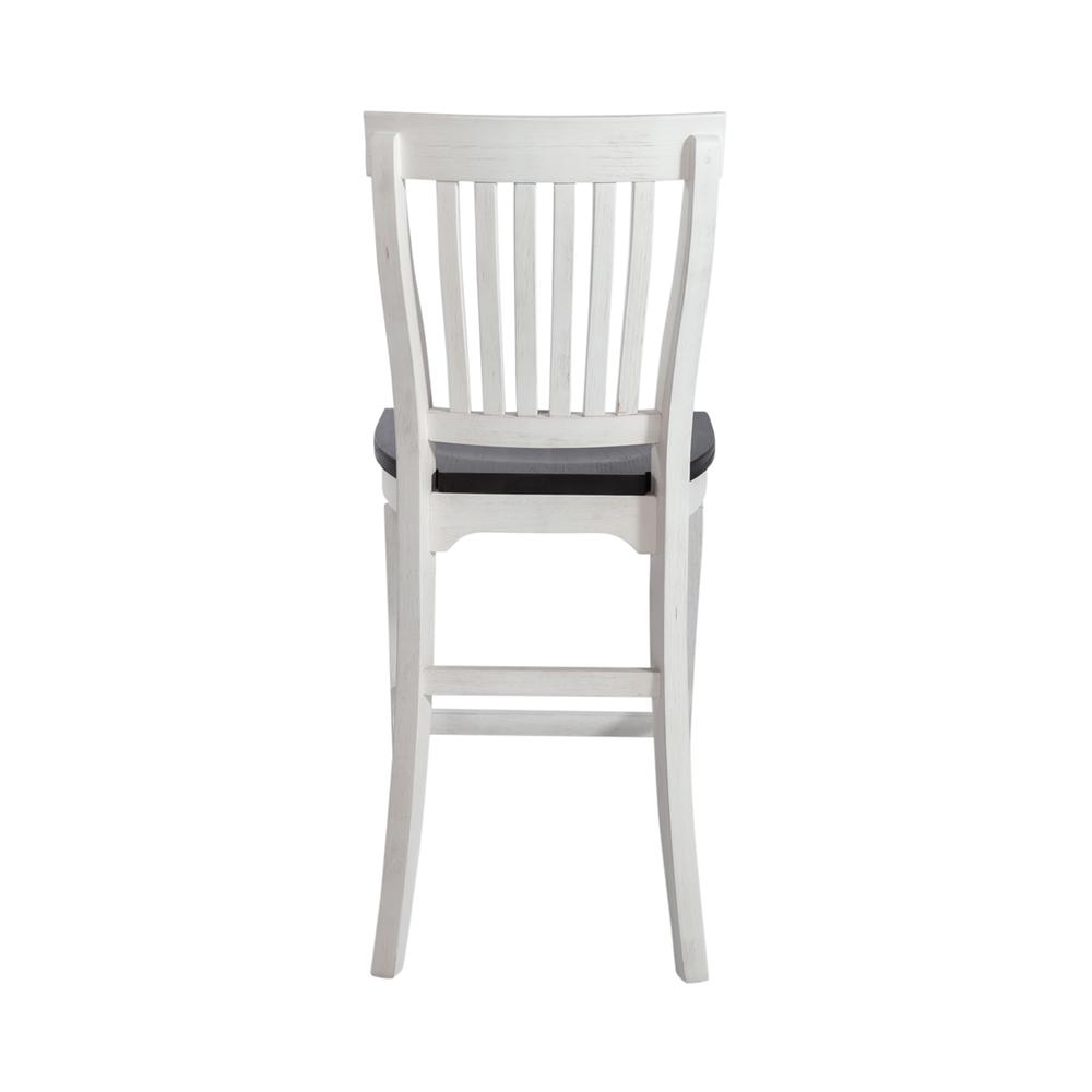 Allyson Park Counter Height Slat Back Chair in Wirebrushed White w/ Charcoal Top