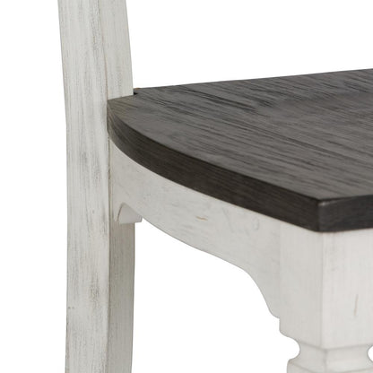 Allyson Park Slat Back Side Chair (RTA) in Wirebrushed White w/ Charcoal Top