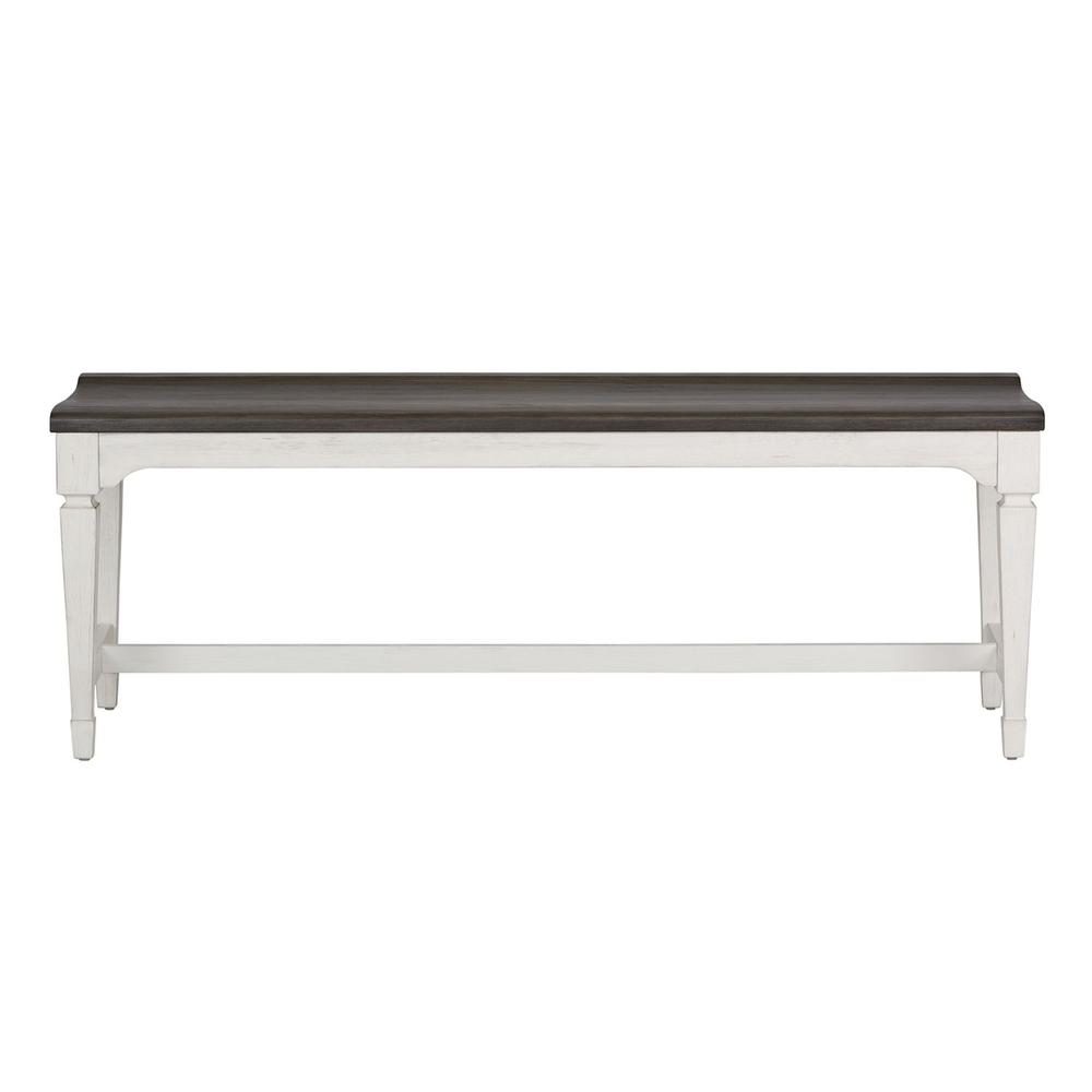 Allyson Park Wood Seat Bench in Wirebrushed White w/ Charcoal Top