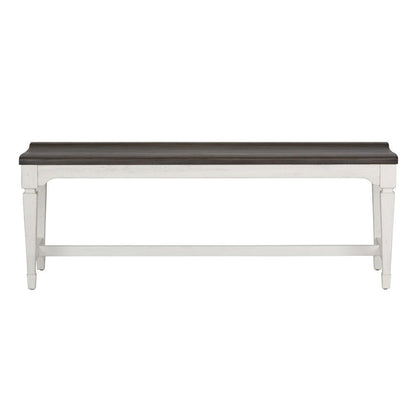 Allyson Park Wood Seat Bench in Wirebrushed White w/ Charcoal Top