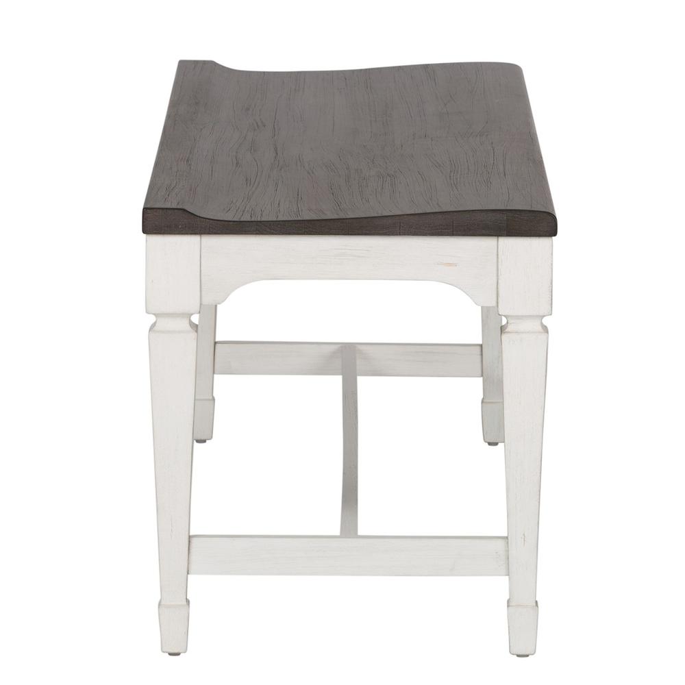 Allyson Park Wood Seat Bench in Wirebrushed White w/ Charcoal Top