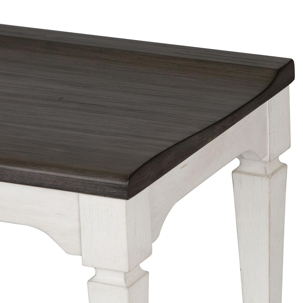 Allyson Park Wood Seat Bench in Wirebrushed White w/ Charcoal Top
