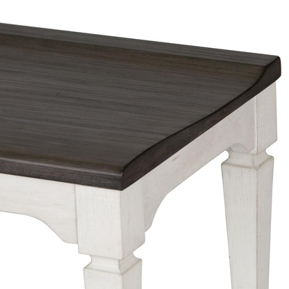 Allyson Park Wood Seat Bench in Wirebrushed White w/ Charcoal Top