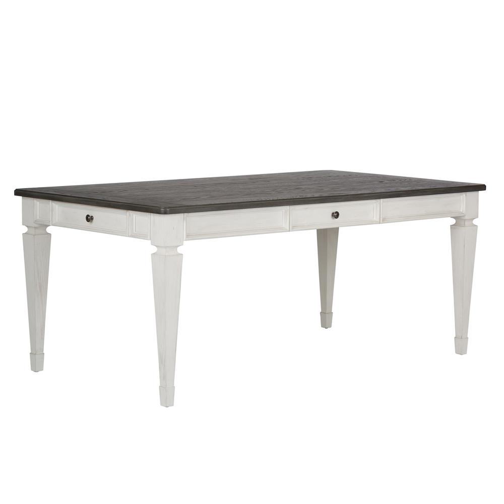 Allyson Park 7 Piece Rectangular Table Set in Wirebrushed White w/ Charcoal Top