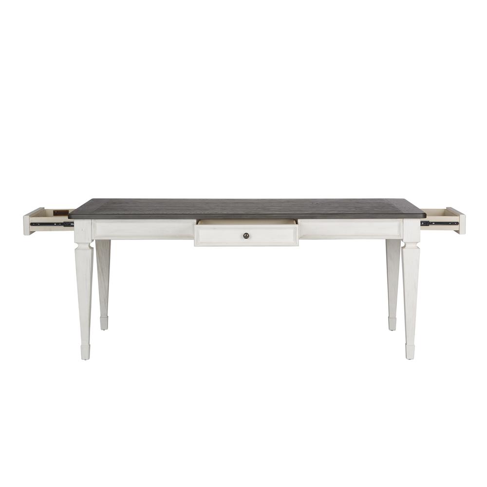 Allyson Park 7 Piece Rectangular Table Set in Wirebrushed White w/ Charcoal Top