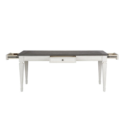 Allyson Park 7 Piece Rectangular Table Set in Wirebrushed White w/ Charcoal Top