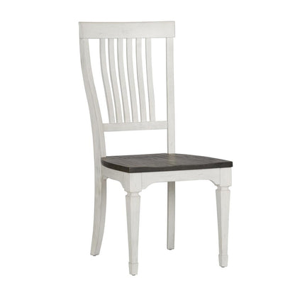 Allyson Park 7 Piece Rectangular Table Set in Wirebrushed White w/ Charcoal Top